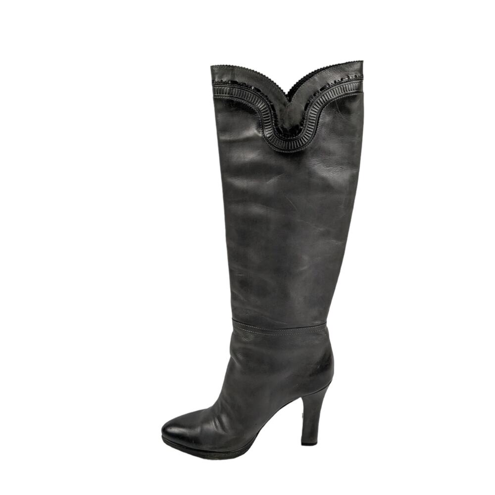 Bottega Veneta Womens Boots EU 38 Gray Leather Knee High Old Money High End